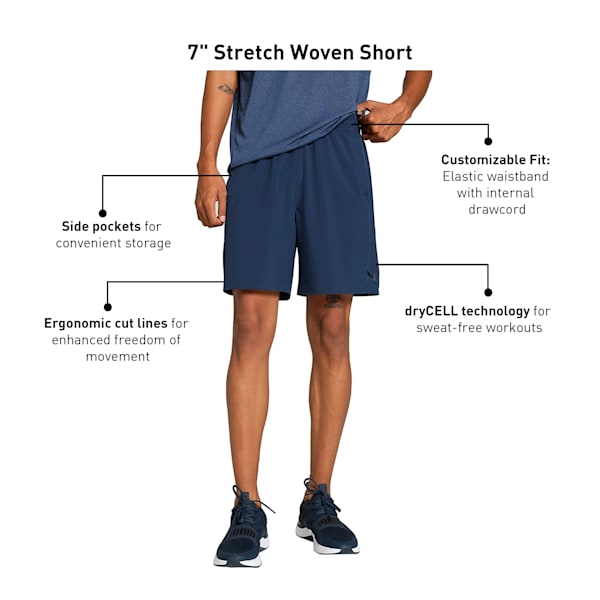 Stretch Woven Men's 7" Training Shorts, Club Navy, extralarge-IND